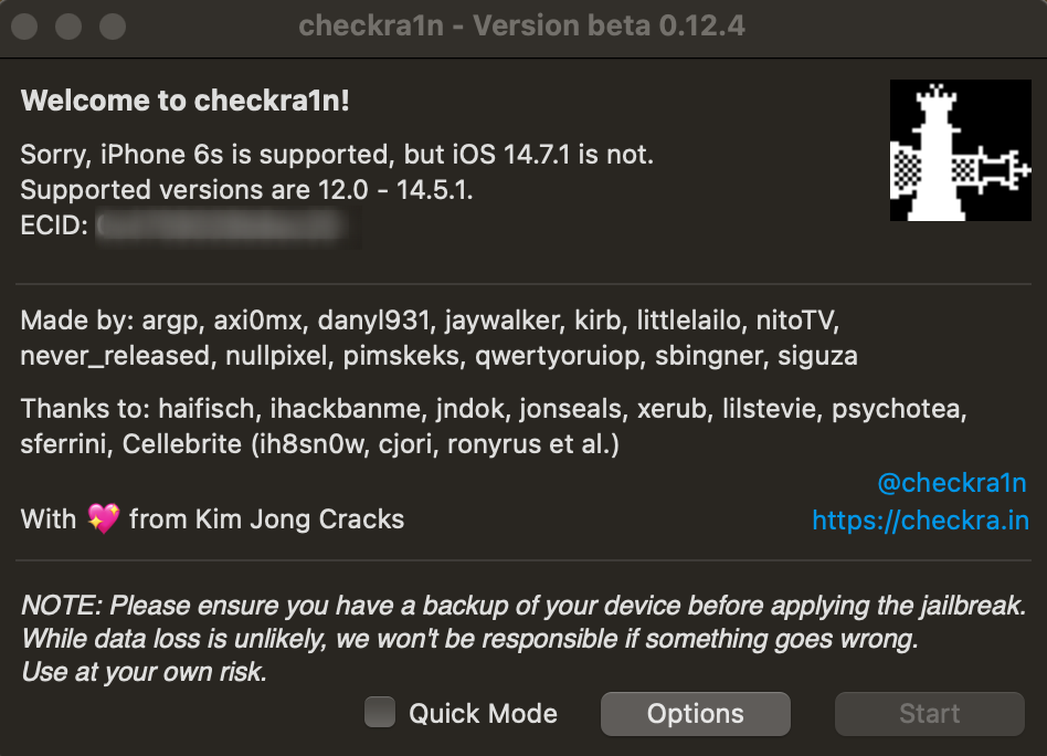 checkra1n first start